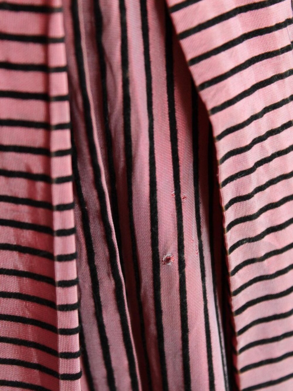 Vintage 1940s Dress, Dolly Myers Inc Pink and Black Striped Silk New Look, Full - Picture 7 of 16